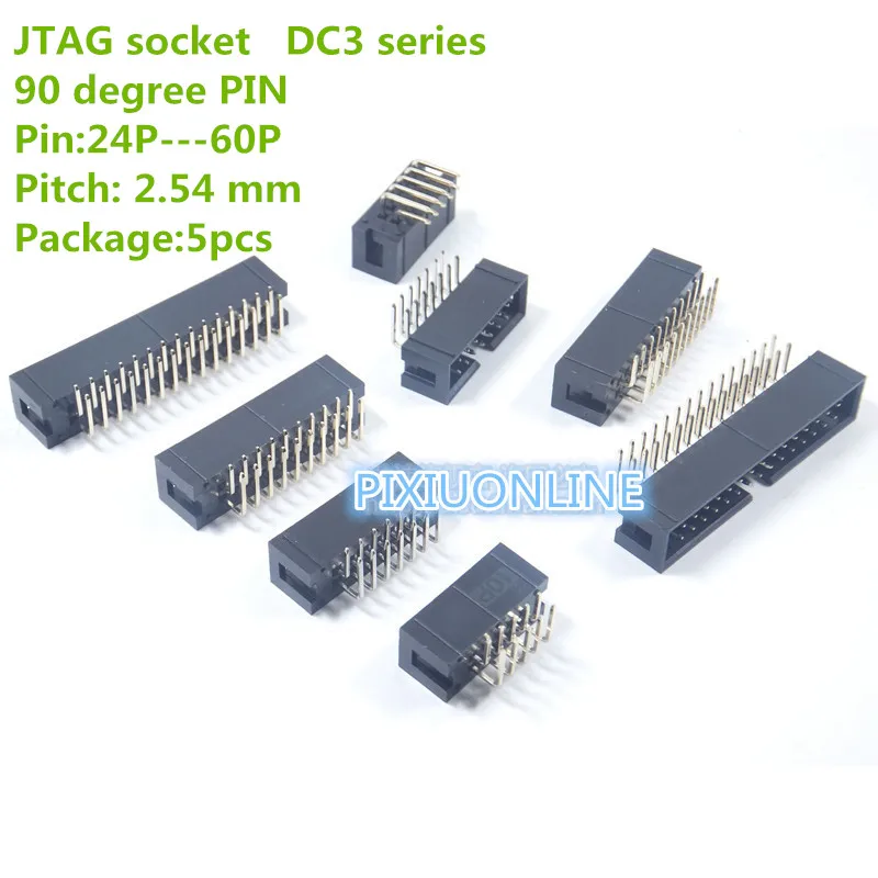 5PCS/SET YT2086B  24P-60P FC Connector Clamp  JTAG socket DC3 series Pitch 2.54 mm  90 degree PIN  ISP interface Free Shipping