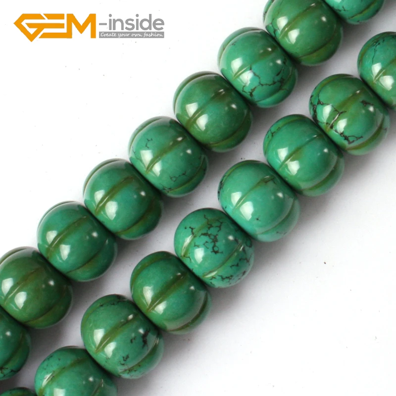 Pumpkin Shape Old Natural Turquoises Beads Natural Stone Beads DIY Loose Beads For Bracelet Making Strand 15 inches DIY Gifts!