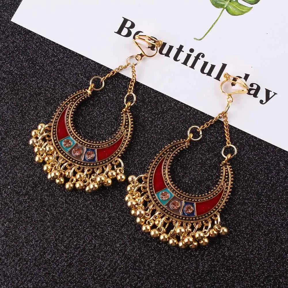 JIOFREE 2018 Fashion 3 color Boho Clip on Earrings For Women Jewelry Vintage Long Earrings Bohemian Clip Earrings bijoux