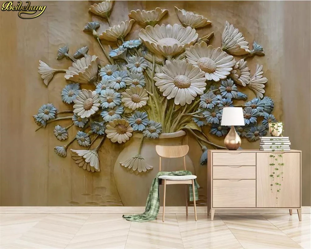 

beibehang Custom wallpaper mural 3D embossed vase flower arrangement background wall painting wall papers home decor