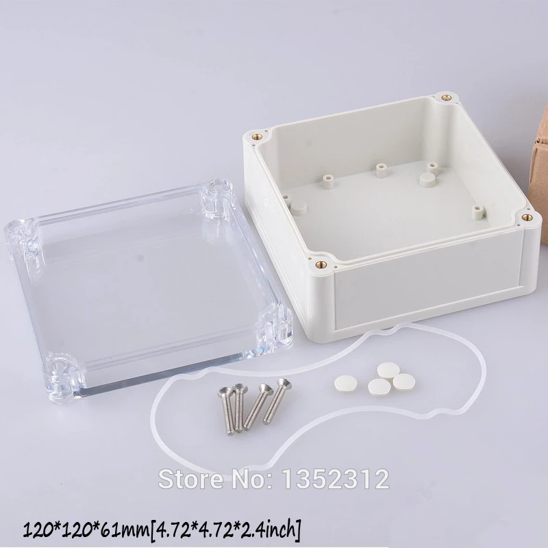 3 pcs/lot 120*120*61mm junction box weatherproof plastic enclosure instrument shell ip68 PLC waterproof box DIY project box