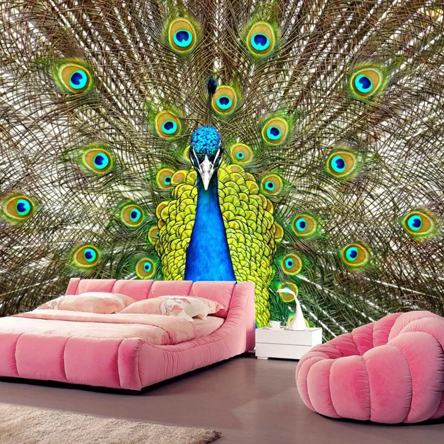 Custom mural papel de parede,Birds Peacocks Animals wallpapers,coffee shop living room sofa TV wall bedroom 3d wallpaper