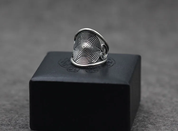 S925 pure silver ms Chiang mai, Thailand manual male ring Personality feathers do old ring restoring ancient ways