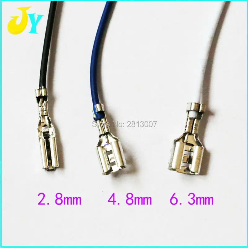 

100pcs 2.8mm 4.8mm 6.3mm Crimp Terminal Splice Female Spade Connector Splice for Arcade Push button Micro switch Cable