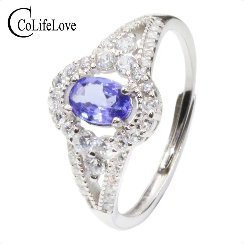 

CoLife Jewelry Dazzling Tanzaite Ring for Party 0.5ct Natural Tanzanite Silver Ring Solid 925 Silver Tanzanite Jewelry