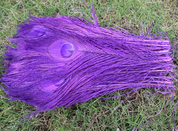 Wholesale 50 PCS beautiful purple 25-30 cm/10-12 inches high quantity peacock feathers all sorts of adornment