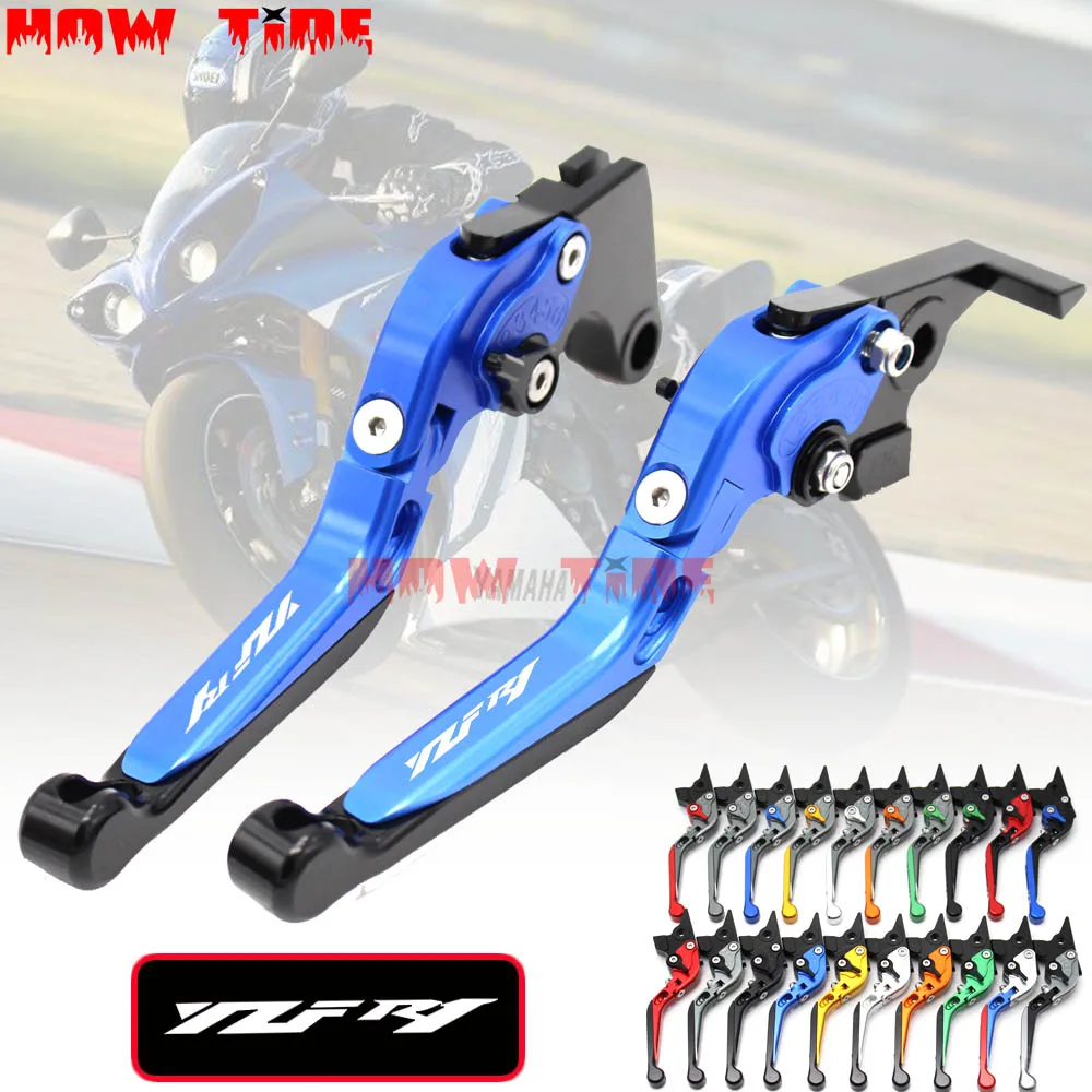 fits For YAMAHA YZF R1 2004 2005 2006 2007 2008 Motorcycle Adjustable Folding Extendable Brake Clutch Levers logo YZF R1