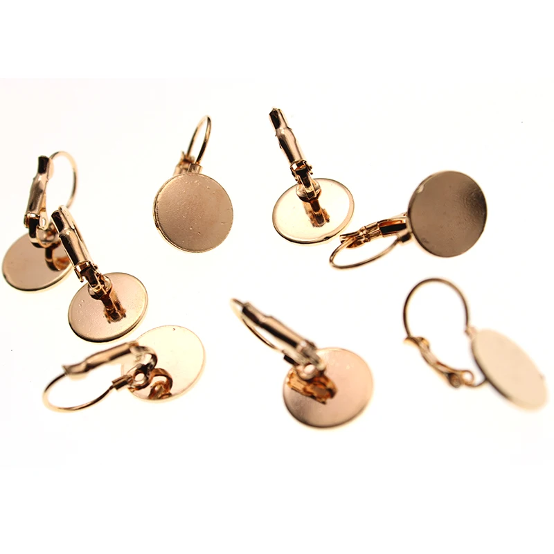 10PCS/Lot Stainless Steel French Lever Earring Hooks Base 6 8 10 12 mm Cabochon Bezel Tray for Earring Making Supplies