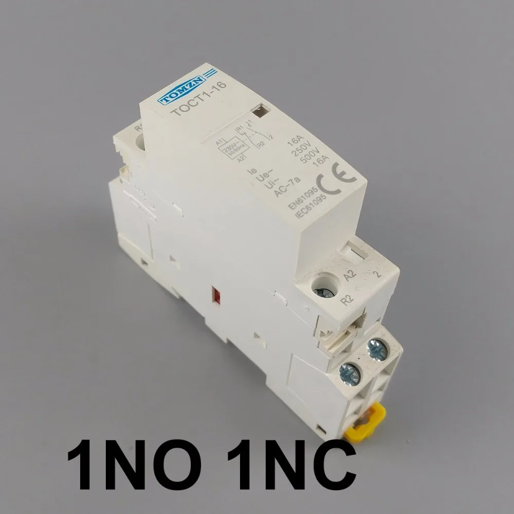 1PCS TOCT1 2P 16A 220V/230V 50/60HZ Din rail Household ac Modular contactor  2NO  or 1NO 1NC