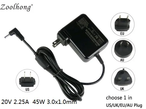 

20V 2.25A 3.0X1.0MM 45W for Lenovo Chromebook N21 ADLX45DLC3A laptop power ac adapter charger with EU/US/UK/AU plug