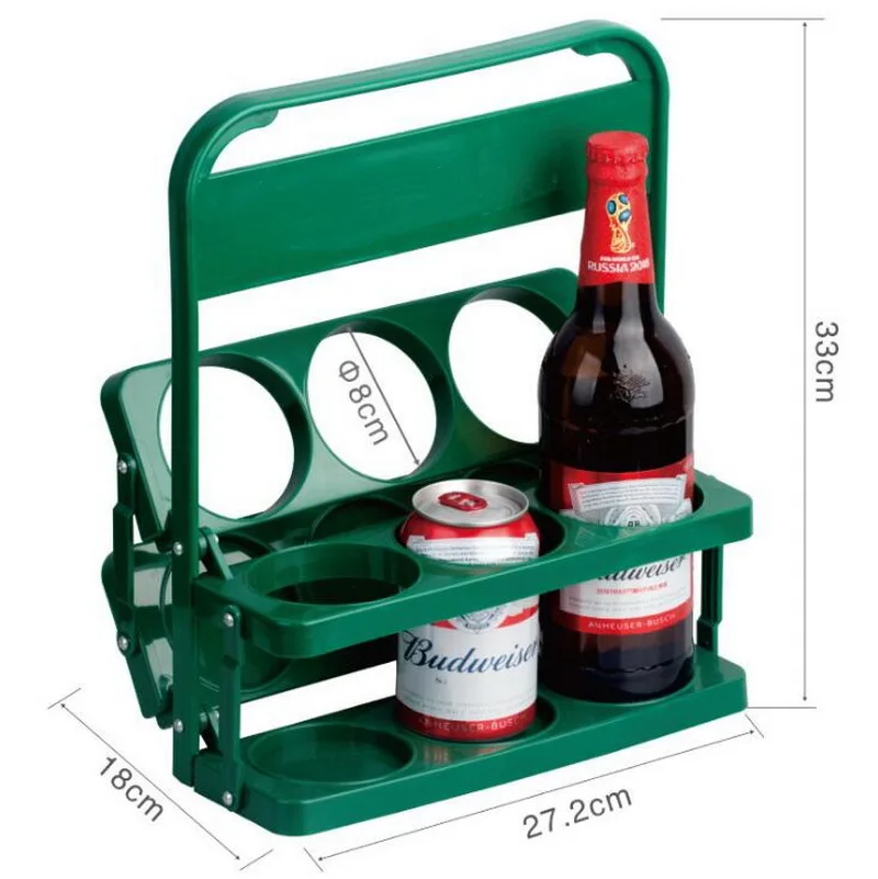 Plastic Folding Beer holder Basket Half Dozen 6 Bottles Shopping Basket Wine Basket Custom Printed Logo