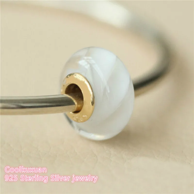 

new Spring 925 Sterling Silver White Waves Charm, Murano Glass Charm Beads Fit Original Brand Charms Bracelet jewelry