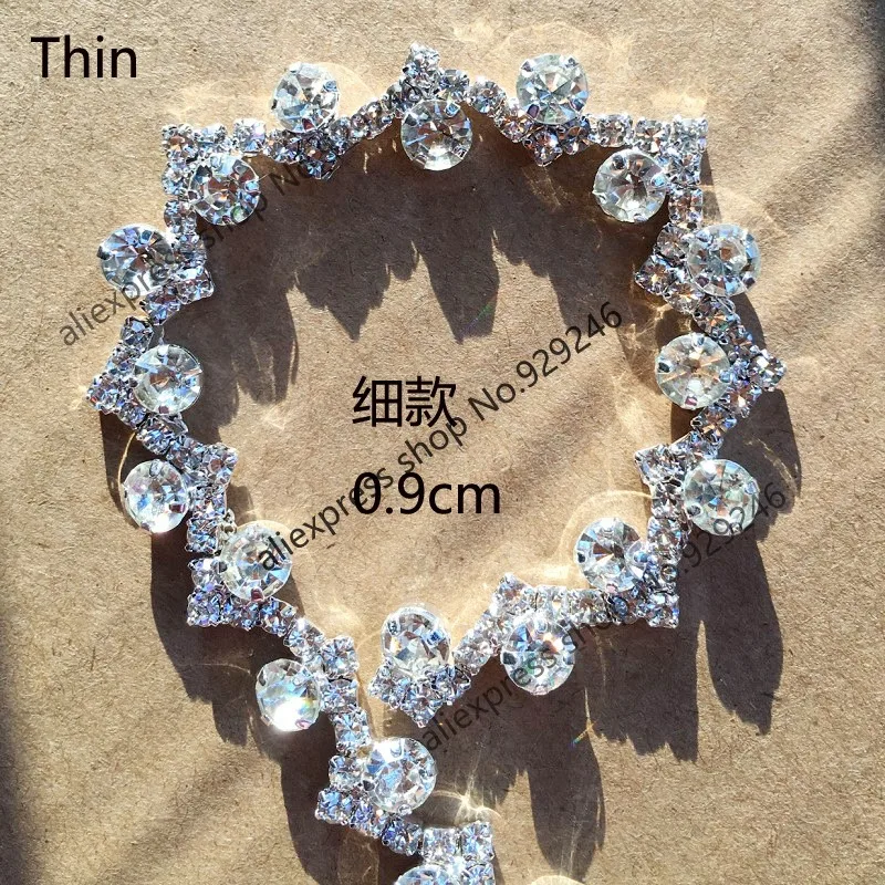 5 yard/pack 0.9cm thin delicate clear crystal rhinestone chain shiny garment clothing stone trims bridal dress sewing decoration