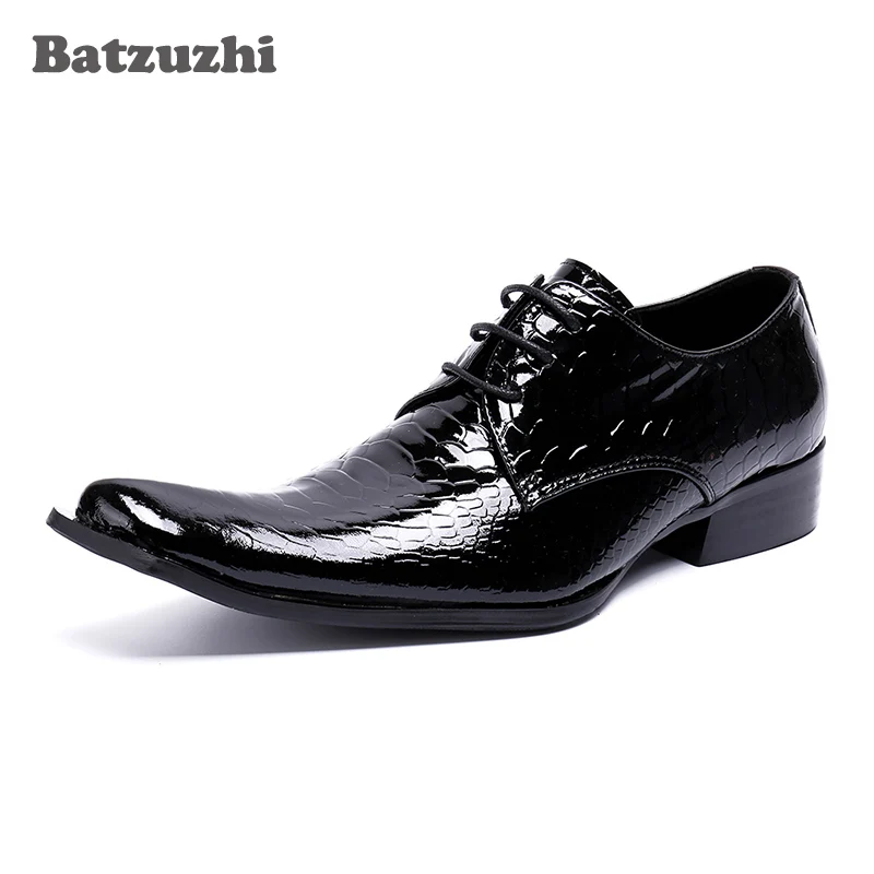 

Batzuzhi Handmade Fashion Mens Shoes Dress Genuine Leather Black Business Men Shoes 2018 Lace-up Oxfords Zapatos Hombre, US12