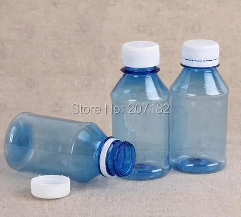 (300PCS/Pack) 100ml PET Transparent Blue Color Safety Cap Liquid Bottle Plastic Bottle Beverage Bottle---Strong Sealing