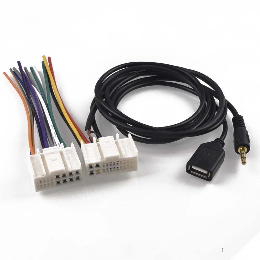 Car CD DVD Harness Mp3 AUX USB Cable Adapter Plug For Kia K2 K5 Sportage for Hyundai IX35 Elantra