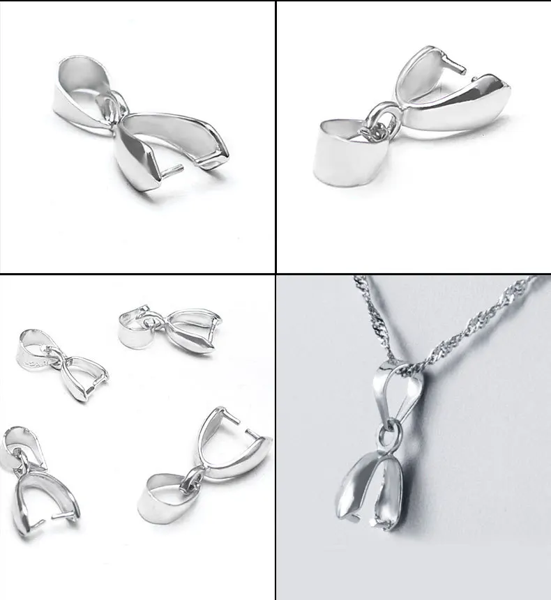 10pcs Silver Plated Pendants Clasps Hook Clips Bails Connectors Charm Beads Fittings For Necklace Base Making Jewelry DIY