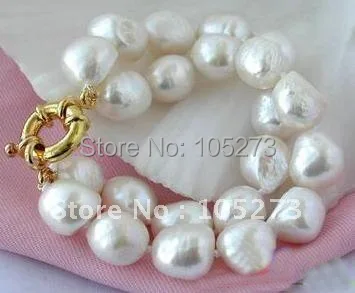 

Big 2Rows Baroque AA10-13MM White Freshwater Pearl Bracelet Fashion Jewelry Wholesale New Free Shipping FN2151A