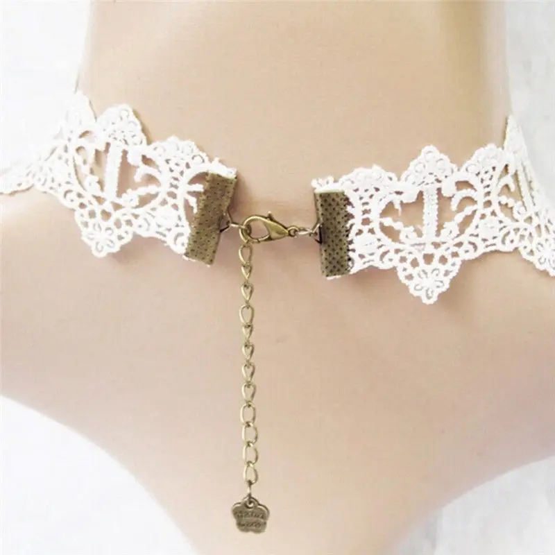 Bridal Jewelry New Fashion Elegant Vintage Imitation Pearl White Lace Statement Choker Necklaces For Women Wedding