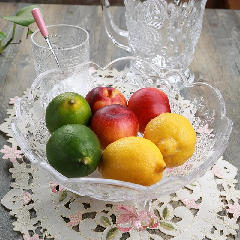 

Euro-style retro salad bowl with large relief bowl unleaded glass dried fruit tray creative living room fruit fight