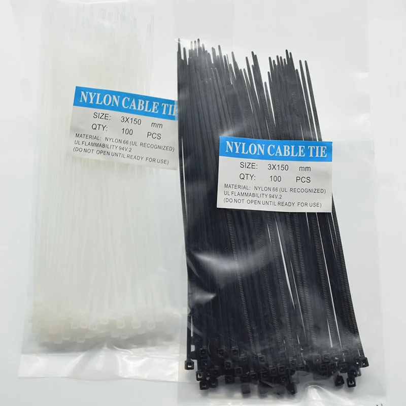 100 pcs 3*150mm chiều rộng 2.5mm đen trắng đỏ Đầy Màu Sắc Tiêu Chuẩn Nhà Máy Tự-khóa Nhựa Nylon quan Hệ cáp, dây Zip Tie 3x150