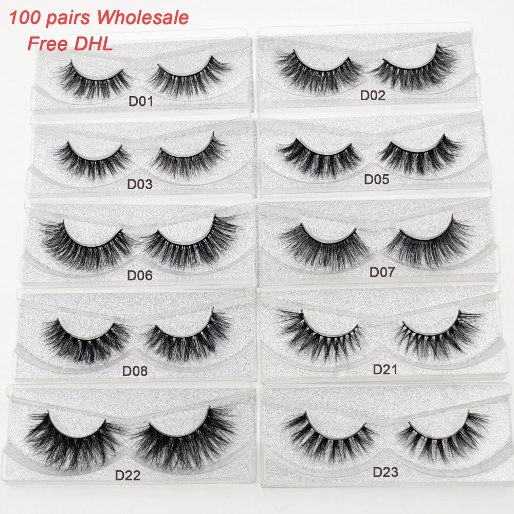 Free DHL 100pairs Visofree Eyelashes Mink False Eyelashes Handmade Mink Collection 3D Dramatic Lashes 34 Style Glitter Packaging