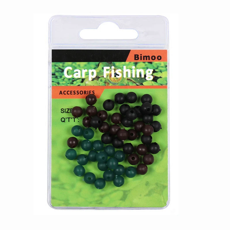 Bimoo 50pcs/pack 6mm 8mm Soft Rubber Beads Carp Fishing Bore Beads Chod and Helicopter rigs Beans Fishing Bead Tackle Accessory