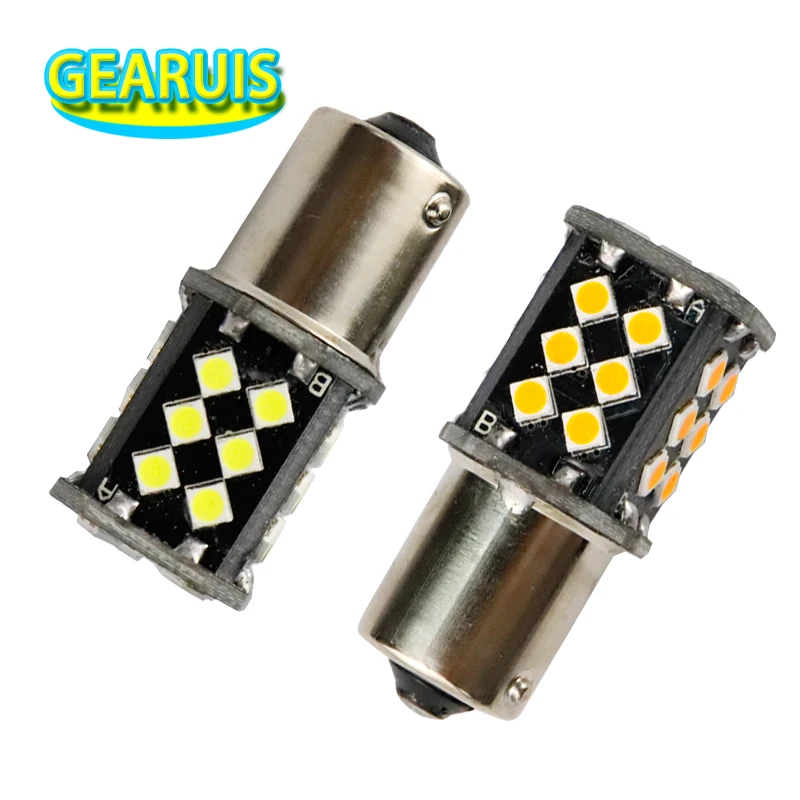 

GEARUIS 10pcs 1156 BA15S PY21W 3W 30 SMD 3030 0.24A 1157 BAY15D 7440 7443 Car led Turn Signal Light Brake Lamp White amber red