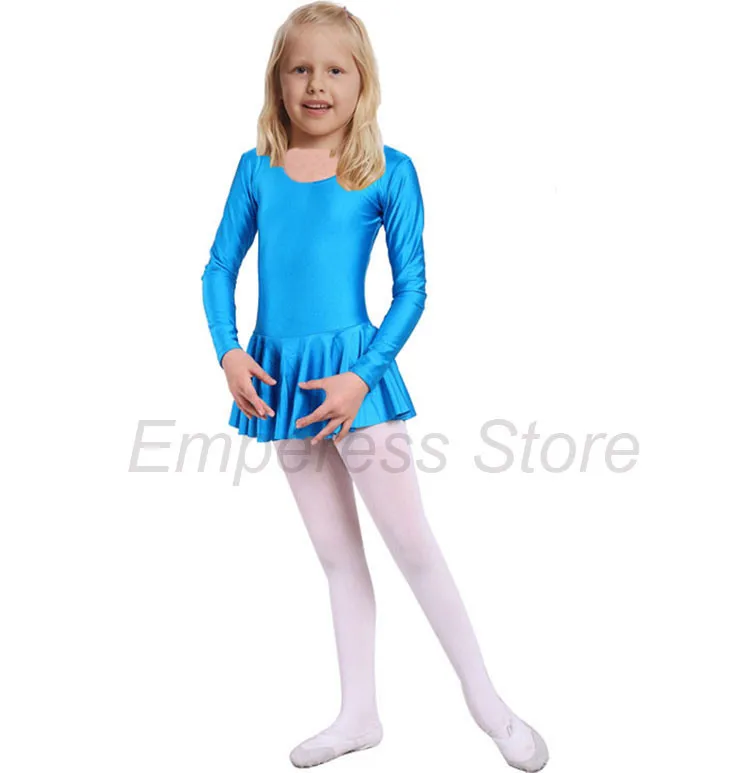 Vestido de balé mangas compridas para meninas, roupa de dança collant infantil, roupa de dança