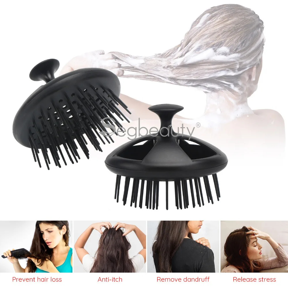 

Segbeauty 2pcs Shampoo Shower Brush Black Scalp Massager Brushes Floriated Shower Comb for Long Thick Hair Beard Pet Comb