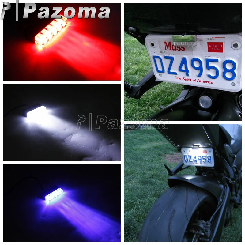 4pcs 5LED 12V Motorcycle LED Number Plate License Tail Light Tag Lamp Turn Signal Light Rear Brake Stop Lamp White Blue Red