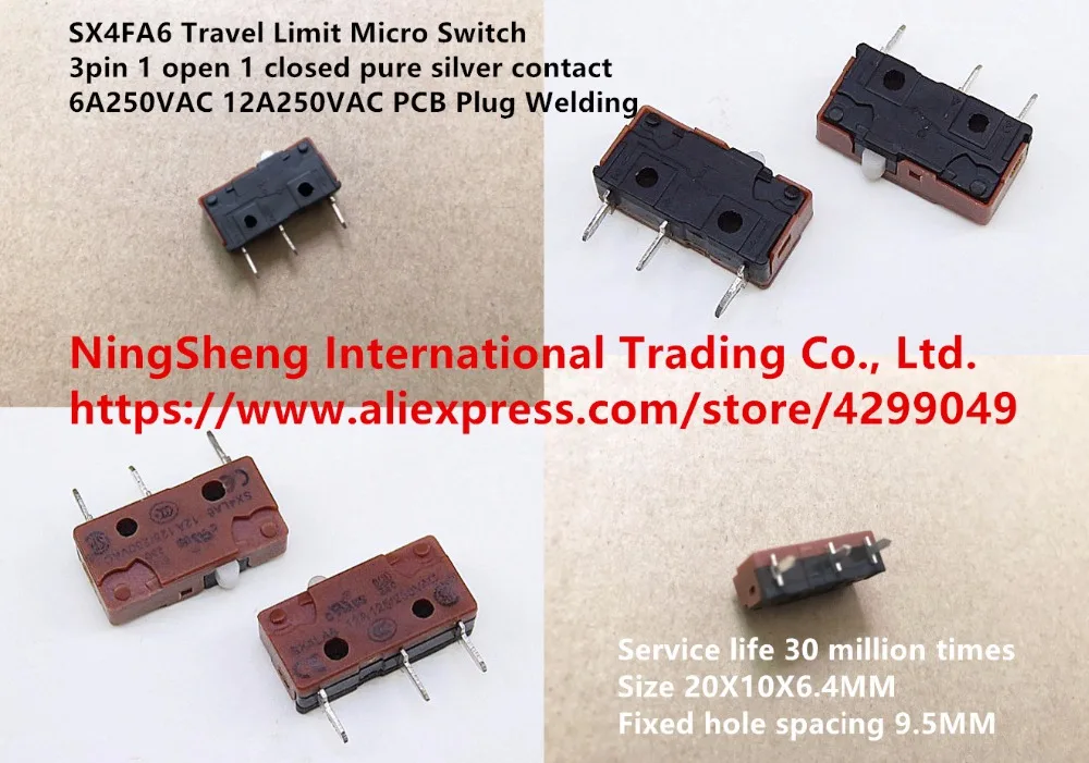 Original new 100% SX4FA6 silver contact 6A250VAC 12A250VAC PCB circuit board travel limit micro switch