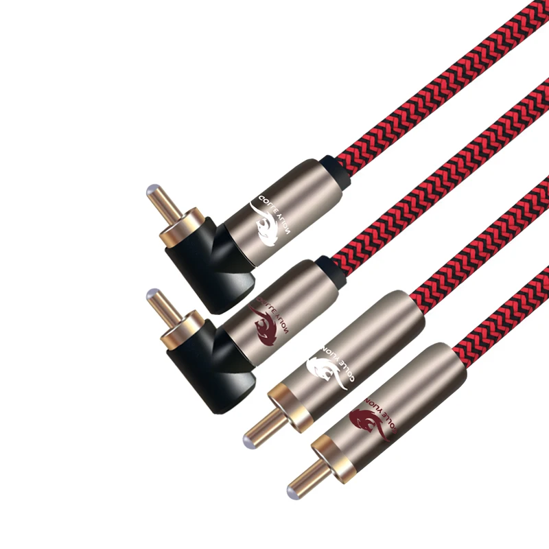 HIFI Audio Cable Dual RCA to Dual RCA Plug Male Audiophile Shielding 2 RCA to 2 RCA for Car Subwoofer TV DVD Speaker Video AV