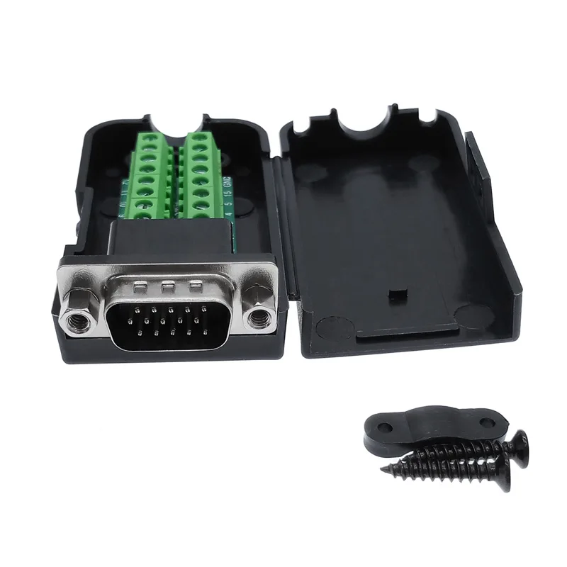 D-SUB DB15 VGA terminal 3 rows 15 pin plug breakout terminals screw type nut type 3+6 3+9 solderless connector