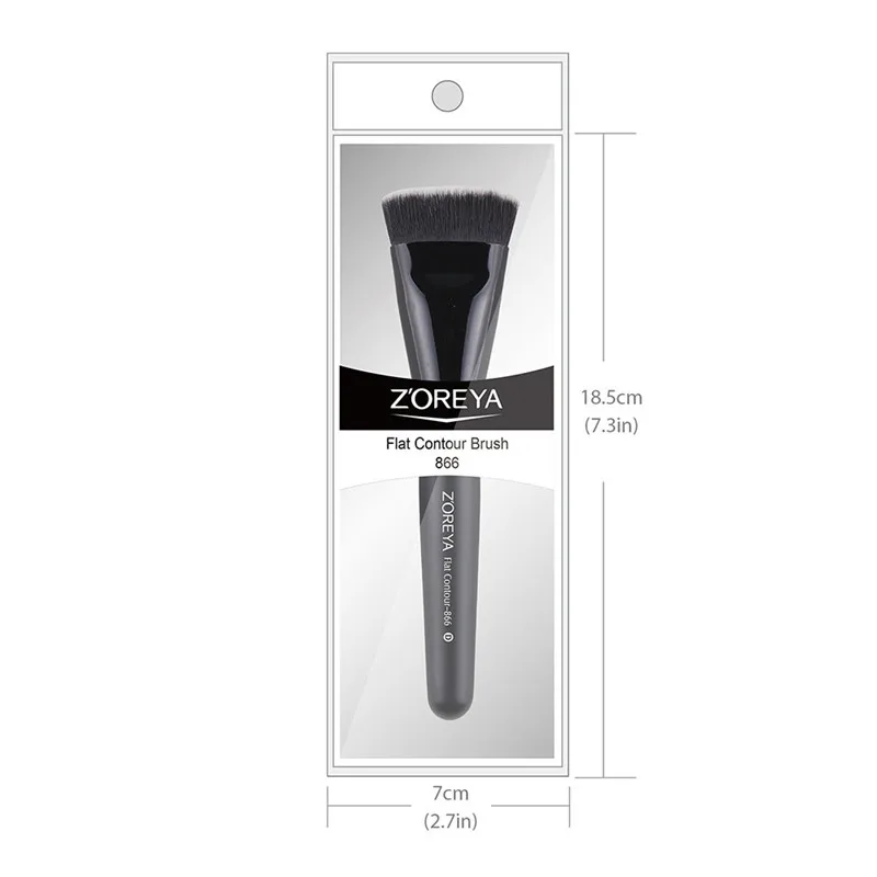 ZOREYA Brand Single Black Flat Contour Makeup Brush Dense Synthetic Hair High Quality Ferrule Professional Make Up Tools