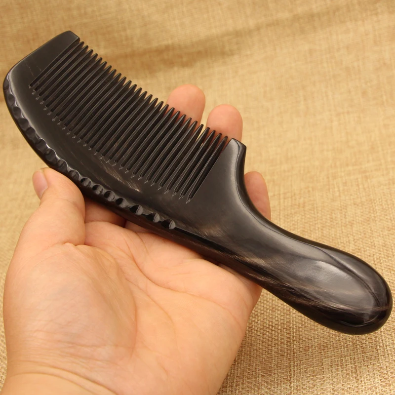 

Combs Hairdressing Supplies For Female Natural Buffalo Horn Comb Hair Care Massage Brush Straight Anti Static Hairbrush Gift