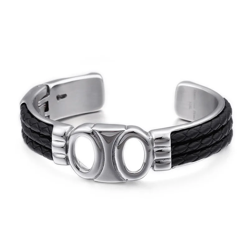 European and American men's titanium steel punk bracelets stainless steel openwork bracelet