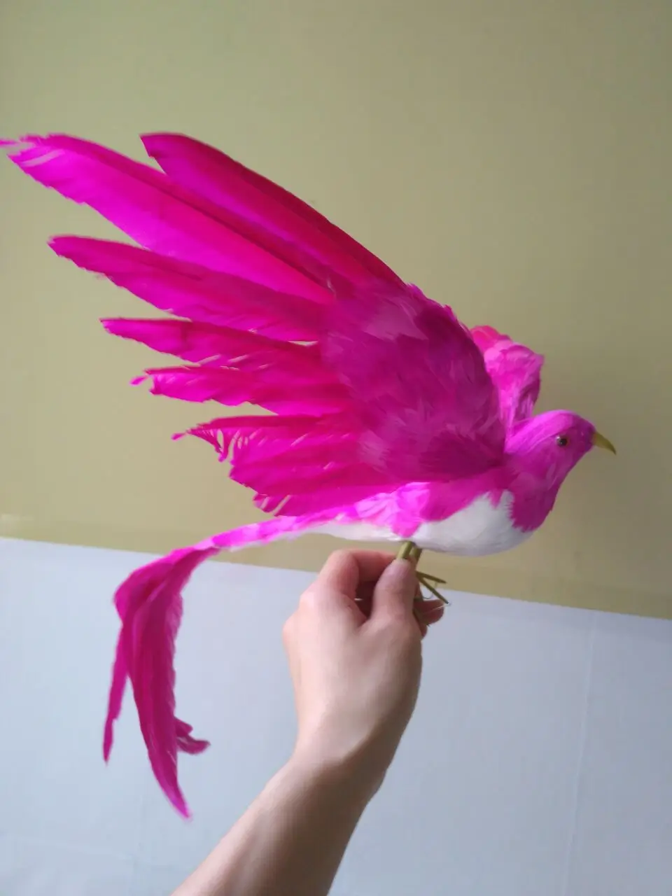 

30x50cm hot pink feathers bird model,foam&feathers spreading wings bird handicraft,prop,home garden decoration,gift d2546