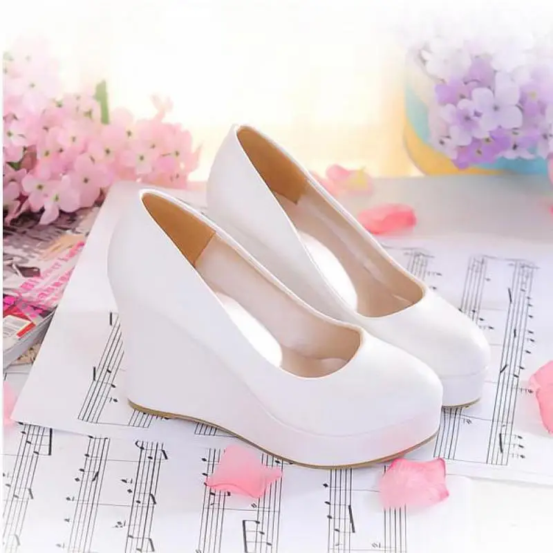 High Heel Women Wedges Shoes White Black Platform Shoes Women Wedges Casual Shoes