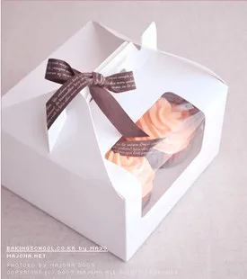 

Бесплатная доставка, белая прозрачная переносная коробка для 4 кексов, лошадей, тортов