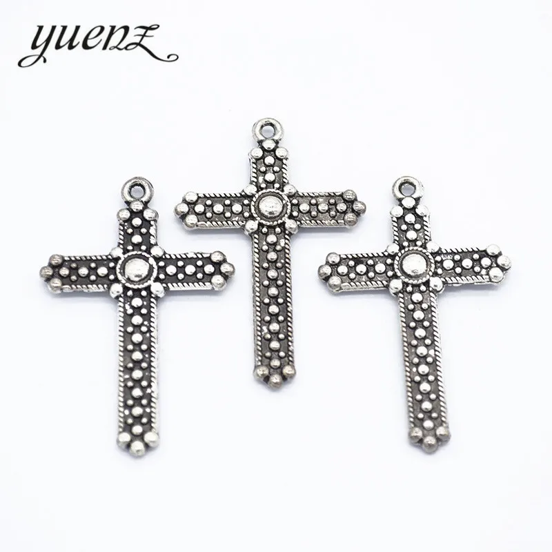 

YuenZ 7pcs Antique silver Plated Charms Crosses Pendants for Jewelry Making DIY Handmade 39*26mm T85