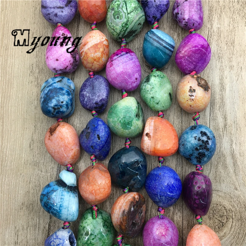 2Strands Large Irregular Multicolor Agates Quartz Stone Nugget Loose Beads  MY1772