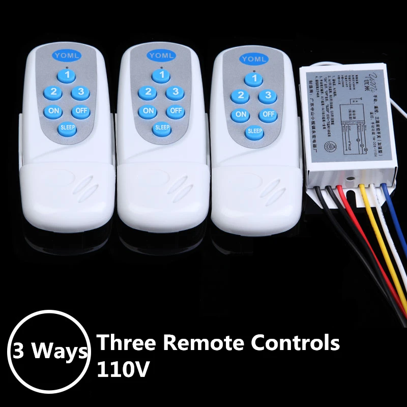 AC110V Digital Wireless Remote Control Switch With Three Remote Controls Through-wall Transmitter For Lamps Light Exhaust Fan