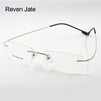 Reven Jate Flexible Titanium Alloy Rimless Eyeglasses Frame for Optical Prescription Glasses Eyewear for Women and Men