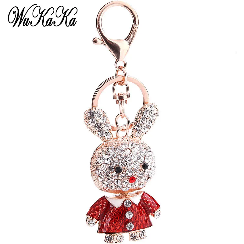 2024 Fashion Crystal Rhinestone Lovely Enamel rabbit Keychain Men Car Key Chains Rings Women Girl Handbag Pendant key chain ring