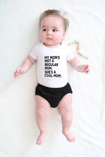 

Newborn Baby Infant Clothes My Mom's Not A Regular Mom Funny Short Sleeve Jumpsuit Outfit Summer Baby Boy Girl Bodysuit