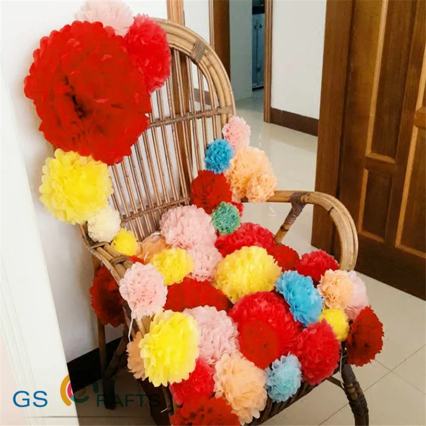 GSCRAFTS Pom Poms 1pcs 30cm Tissue Paper Artificial Flowers Balls Wedding Decoration Crafts Party Home Supplies Car Decorative