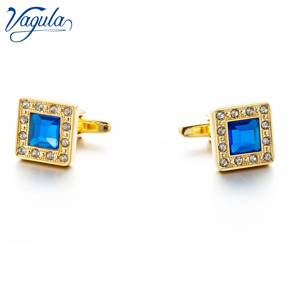 VAGULA Cufflinks Top Luxury Brand Party Wedding gift Suit Shirt Button Bonito Blue Crystal Gemelos Cuff links 176