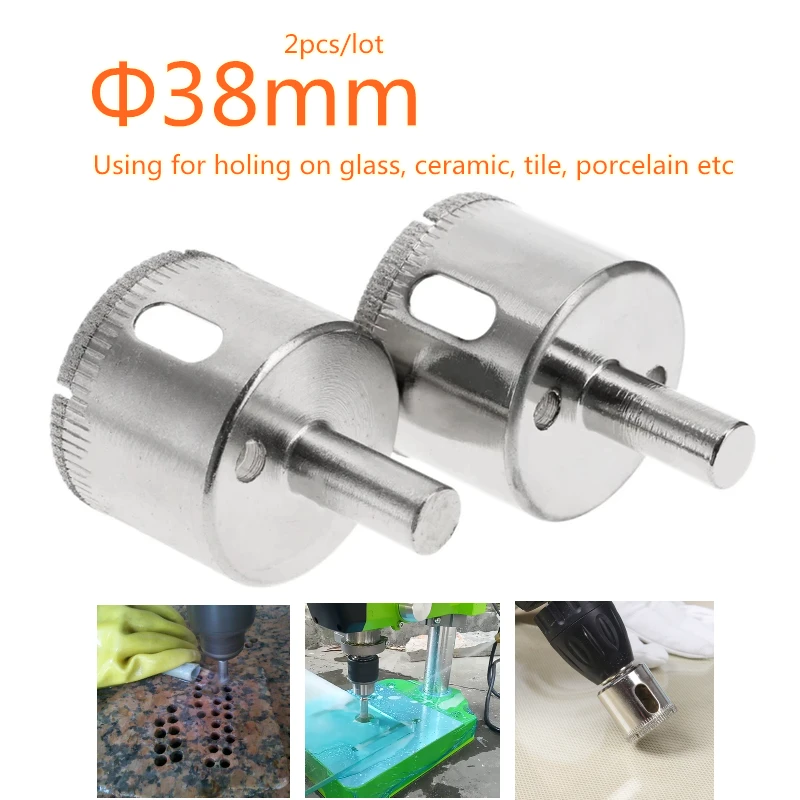 2pcs 38MM Tile Glass ceramic Hole Saw Diamond Cutting tool Core Drill Bit 38mm Diameter Free Shipping