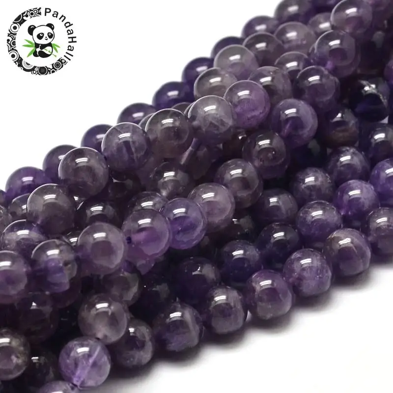 6 8 10mm Grade B Natural Amethyst Round Bead Strands for Jewelry Making DIY Hole: 1mm; about 15.3